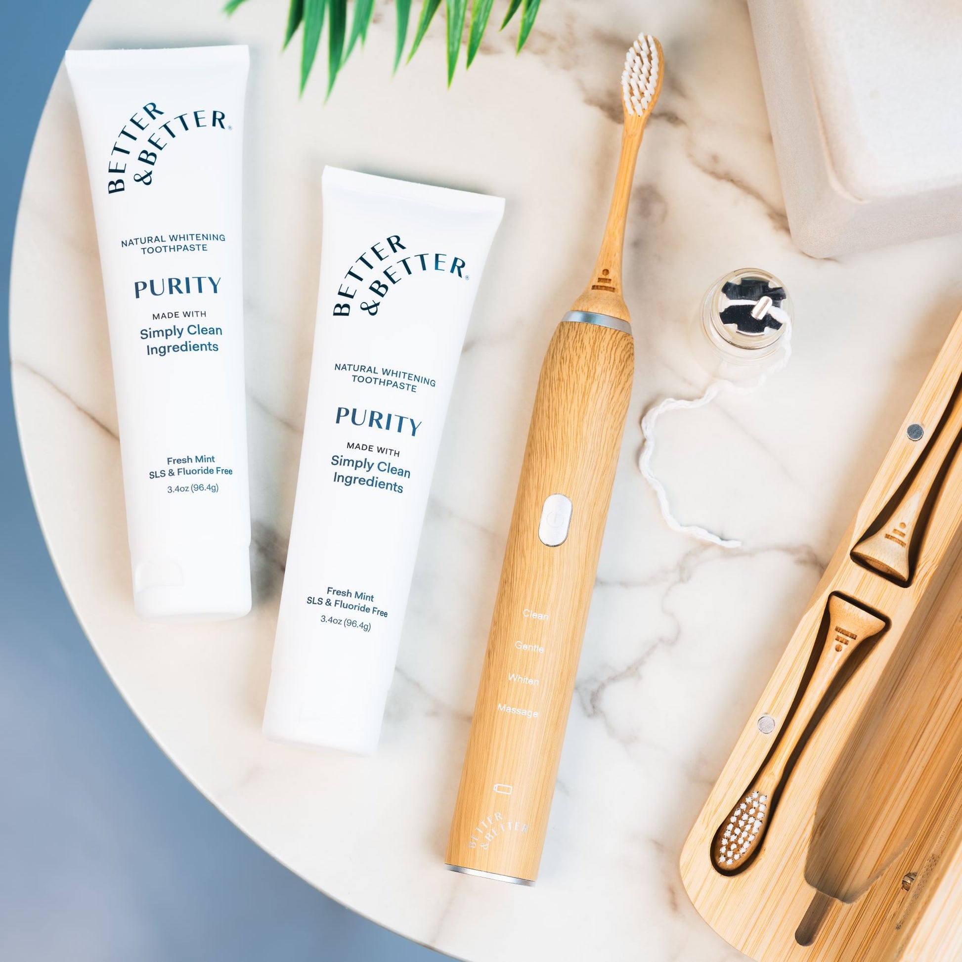 Complete UnPlastic Clean Toothcare Bundle arranged on a clean surface