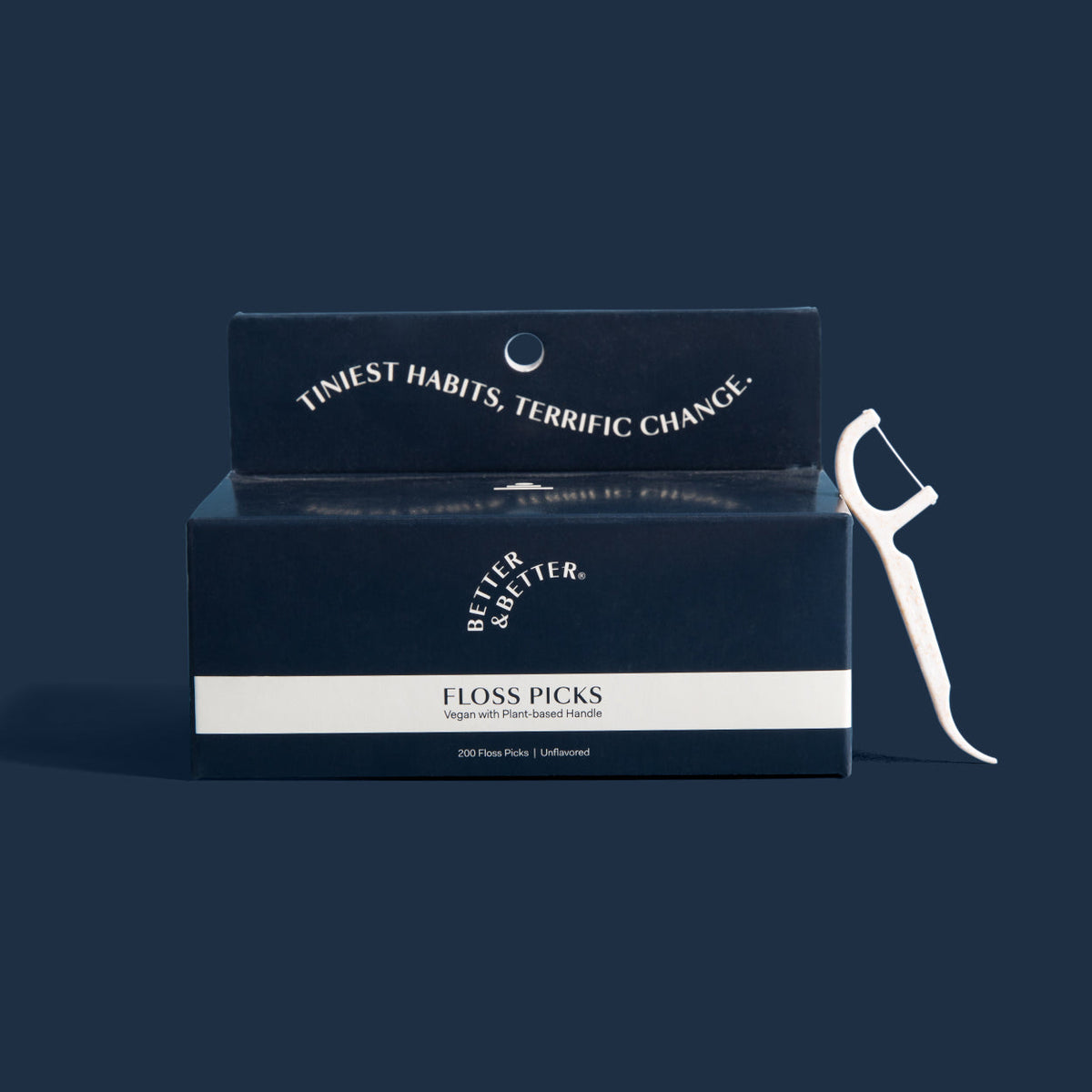 Floss picks with biodegradable handles, as included in the Kids Starter Set